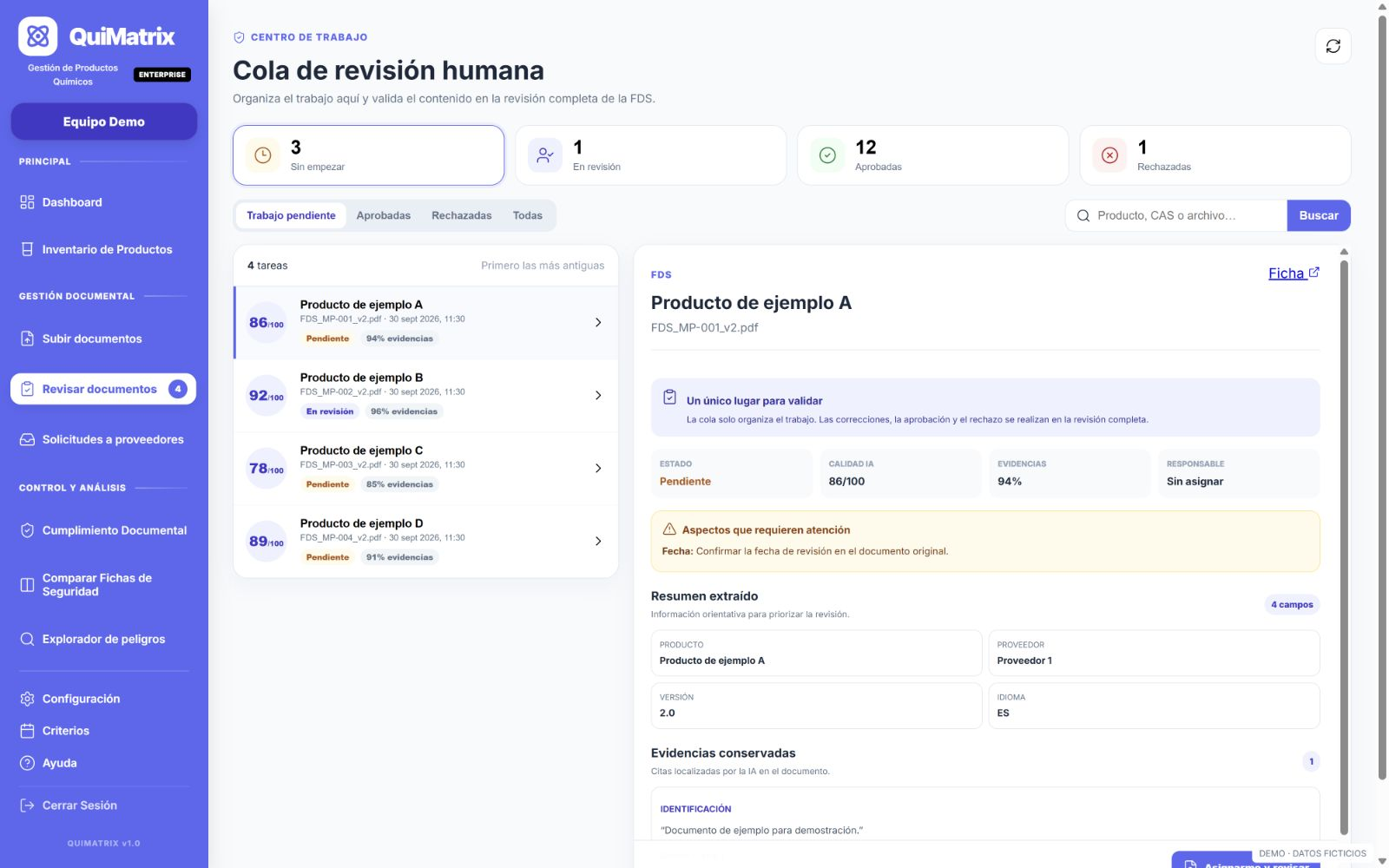 Revisión de documentos · Demo